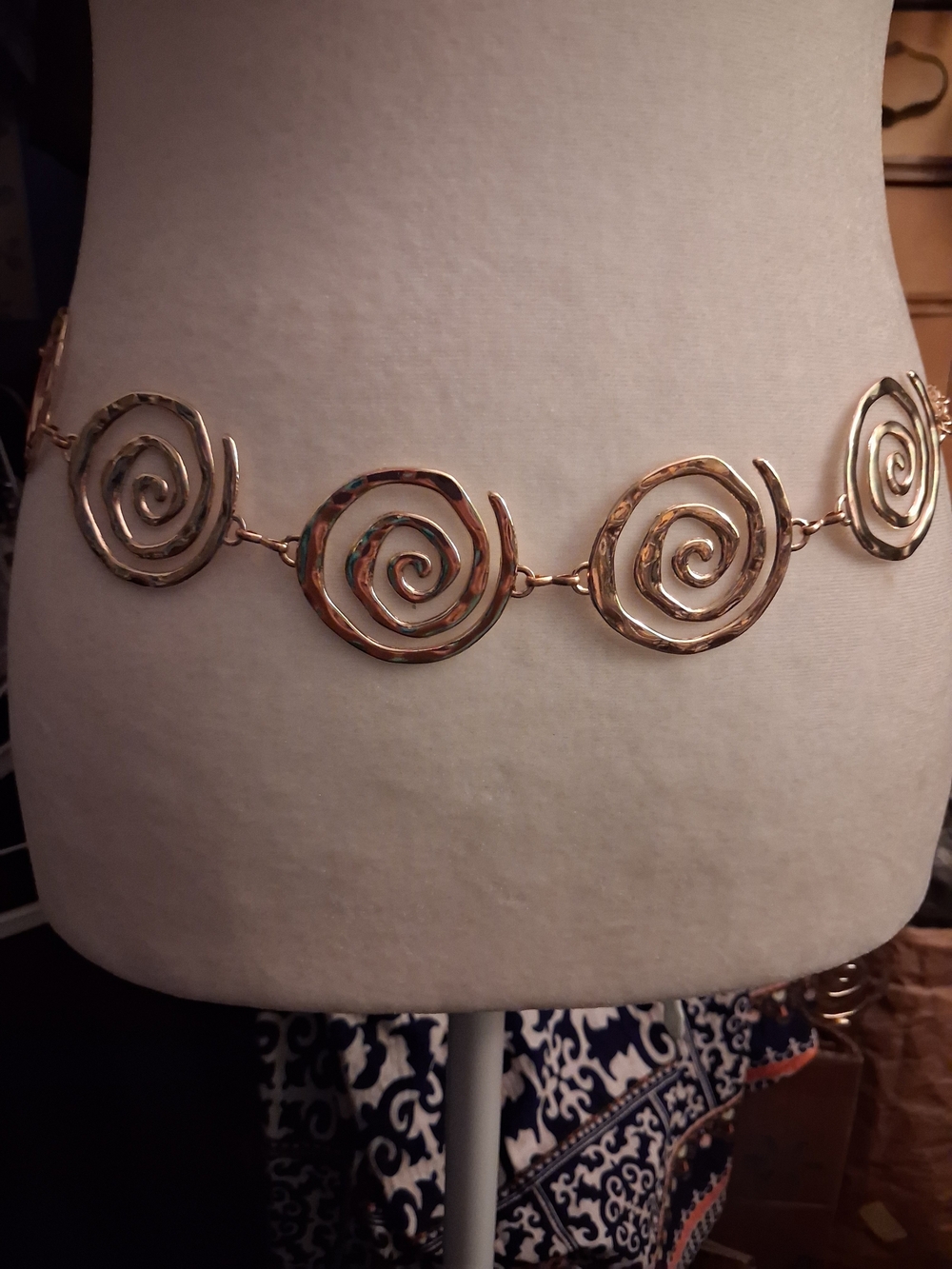 New,Gold Spiral Sunburst Link Waist Adjustable Narrow Chain Belt - Women Jewelry